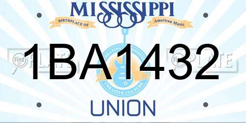 1BA1432 Mississippi License Plate