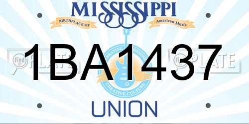 1BA1437 Mississippi License Plate