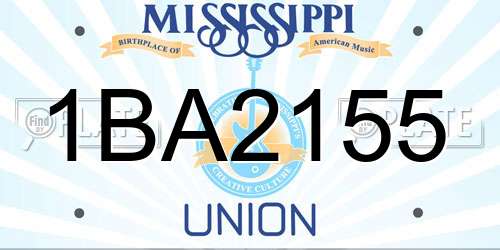 1BA2155 Mississippi License Plate
