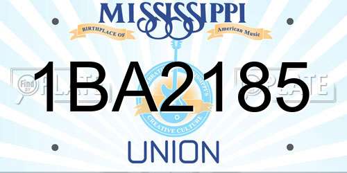 1BA2185 Mississippi License Plate