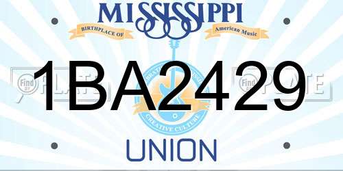 1BA2429 Mississippi License Plate