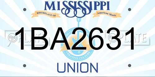 1BA2631 Mississippi License Plate