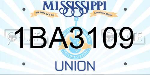 1BA3109 Mississippi License Plate