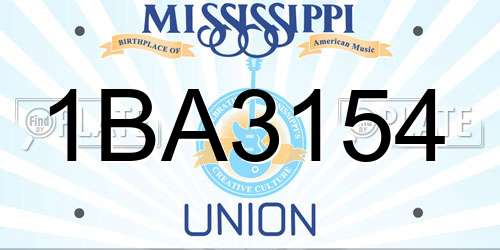 1BA3154 Mississippi License Plate