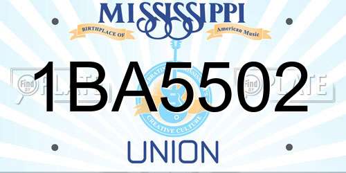 1BA5502 Mississippi License Plate