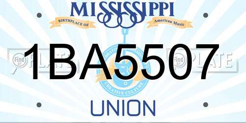 1BA5507 Mississippi License Plate