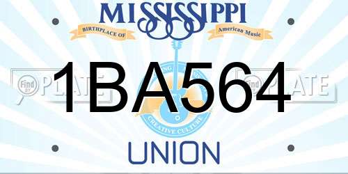 1BA564 Mississippi License Plate