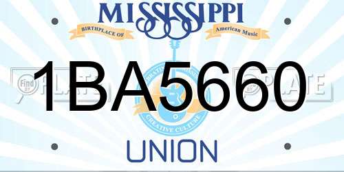 1BA5660 Mississippi License Plate