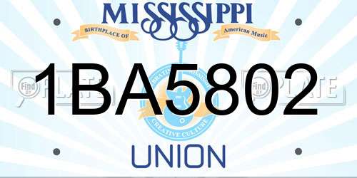 1BA5802 Mississippi License Plate