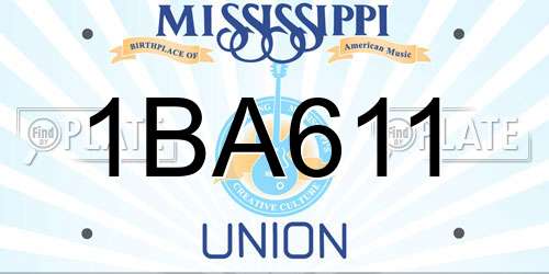 1BA611 Mississippi License Plate