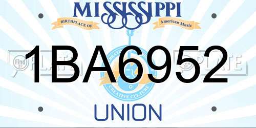 1BA6952 Mississippi License Plate