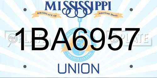1BA6957 Mississippi License Plate