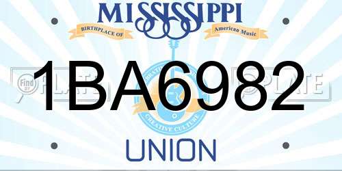 1BA6982 Mississippi License Plate