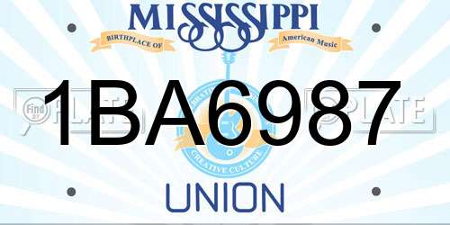 1BA6987 Mississippi License Plate