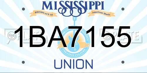 1BA7155 Mississippi License Plate