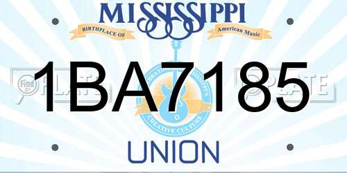 1BA7185 Mississippi License Plate
