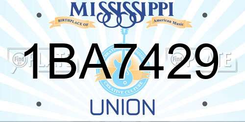 1BA7429 Mississippi License Plate