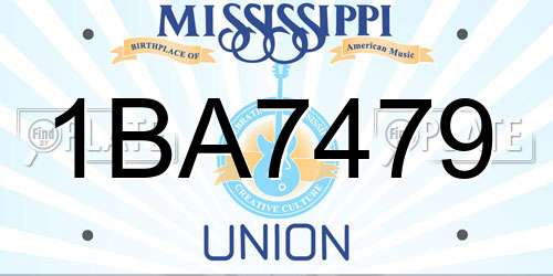 1BA7479 Mississippi License Plate