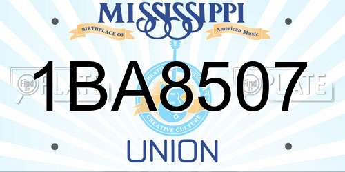 1BA8507 Mississippi License Plate