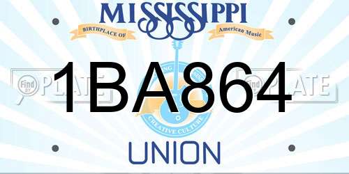 1BA864 Mississippi License Plate