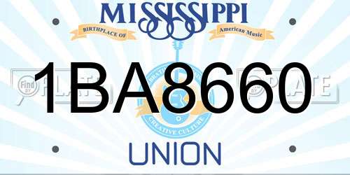 1BA8660 Mississippi License Plate