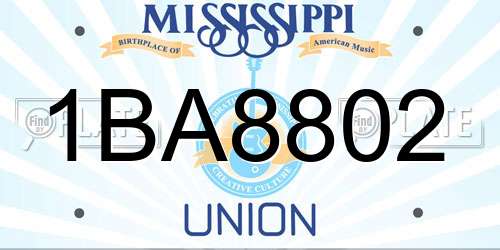 1BA8802 Mississippi License Plate