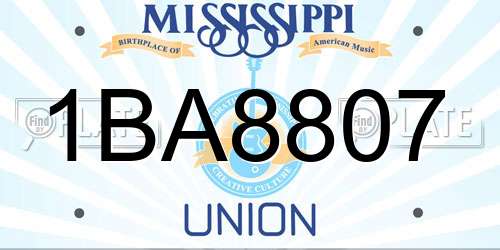 1BA8807 Mississippi License Plate