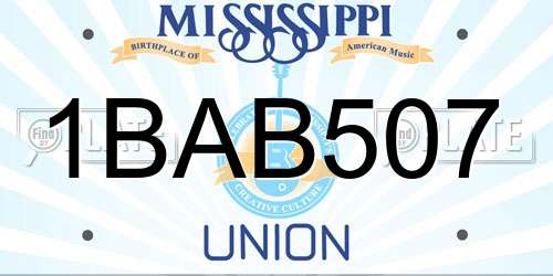 1BAB507 Mississippi License Plate