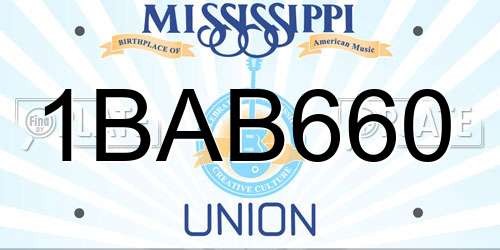 1BAB660 Mississippi License Plate