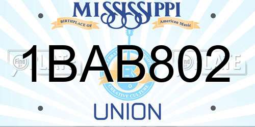 1BAB802 Mississippi License Plate