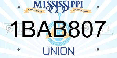 1BAB807 Mississippi License Plate