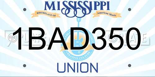 1BAD350 Mississippi License Plate