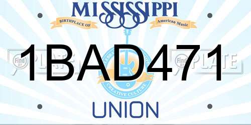 1BAD471 Mississippi License Plate