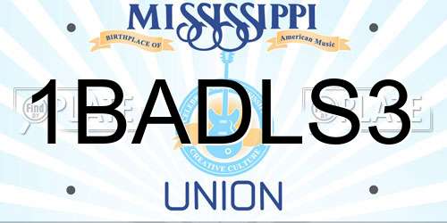 1BADLS3 Mississippi License Plate