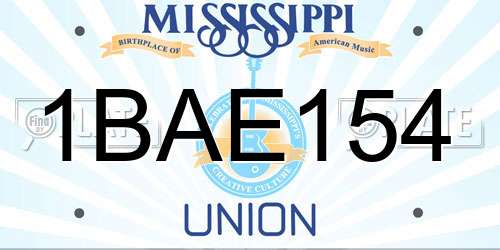 1BAE154 Mississippi License Plate