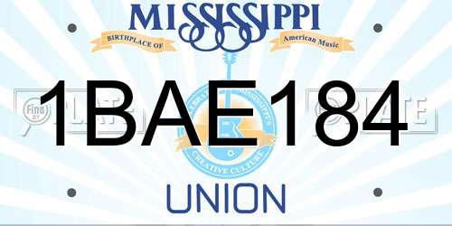 1BAE184 Mississippi License Plate