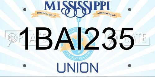 1BAI235 Mississippi License Plate