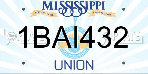 1BAI432 Mississippi License Plate