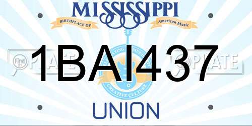 1BAI437 Mississippi License Plate