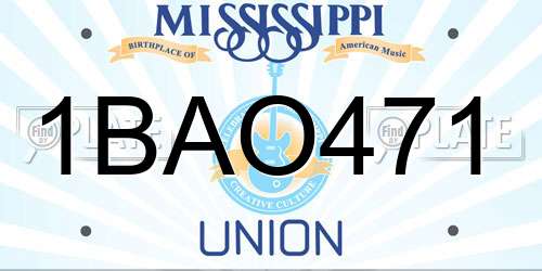 1BAO471 Mississippi License Plate