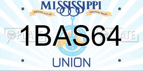 1BAS64 Mississippi License Plate