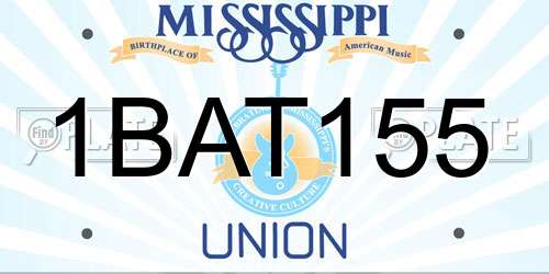 1BAT155 Mississippi License Plate