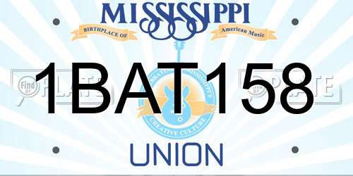 1BAT158 Mississippi License Plate