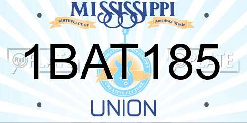 1BAT185 Mississippi License Plate