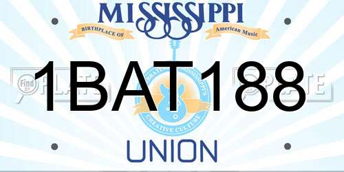 1BAT188 Mississippi License Plate