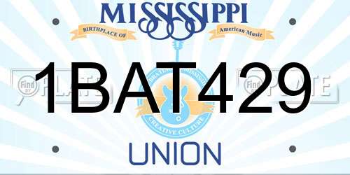 1BAT429 Mississippi License Plate