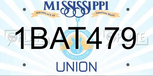 1BAT479 Mississippi License Plate