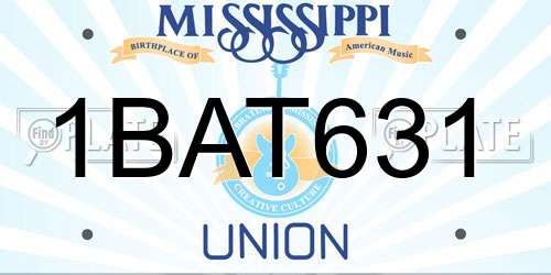 1BAT631 Mississippi License Plate