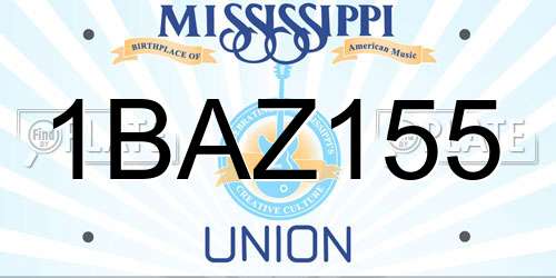 1BAZ155 Mississippi License Plate