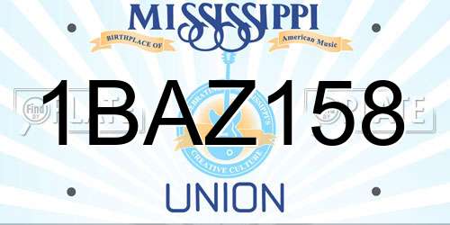 1BAZ158 Mississippi License Plate
